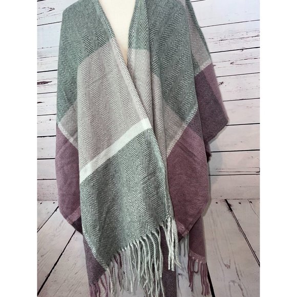 NWT Woolrich Shawl Sweater Lagenlook ONE‎ SIZE Poncho Fringed Oversized Cardigan - Picture 1 of 8